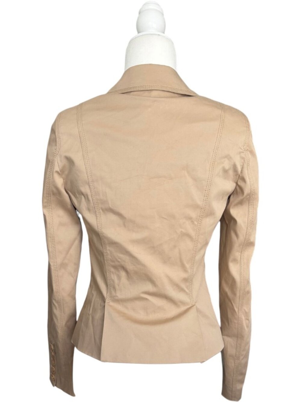 Flavio Castellani Tan Beige Blazer Jacket Cotton Stretch Italy Size 40 Medium - Picture 2 of 6